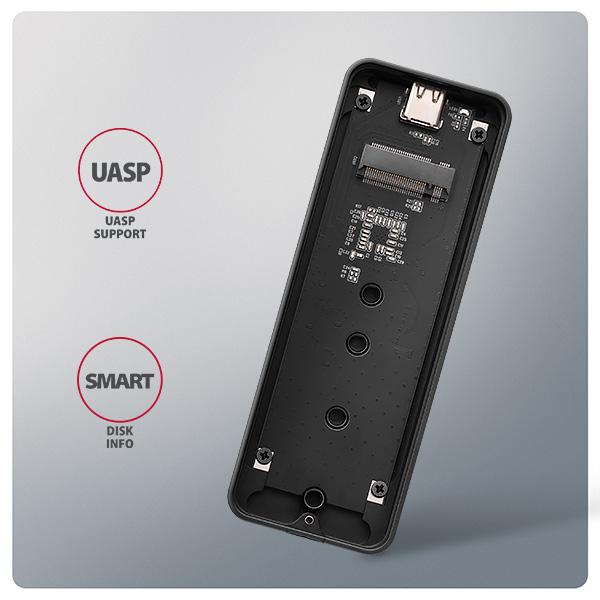 AXAGON EEM2-20G, USB-C 20Gbps - M.2 NVMe SSD kovový ARMORED box 