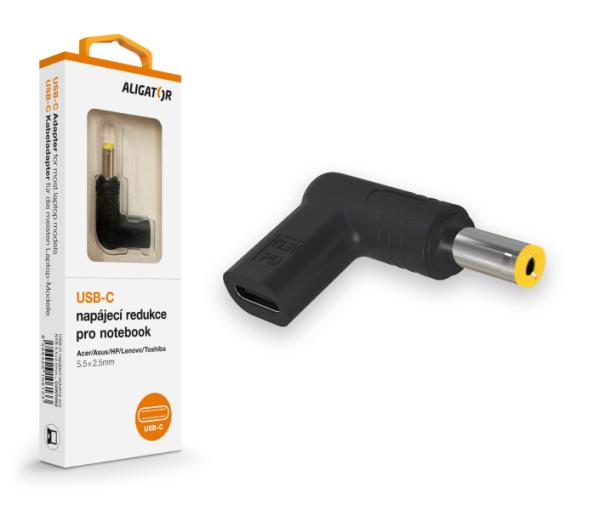 Aligator USB-C napájacia redukcia 5, 5x2, 5 mm pre notebooky Acer/ Asus/ HP/ Lenovo/ Toshiba 