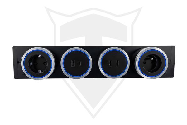 Zásuvková lišta - zápustná Viking LZ60B/ 230V, 50Hz/ 60cm dĺžka/ čierna/ až 7 modulov/ IP20/ hliník/ zápustná 