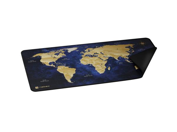 Maxi podložka pod myš Natec WORLD, 80x40cm, modrá 