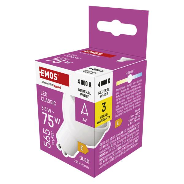 LED CLS MR16 5, 8 W (75 W) 565lm GU10 NW