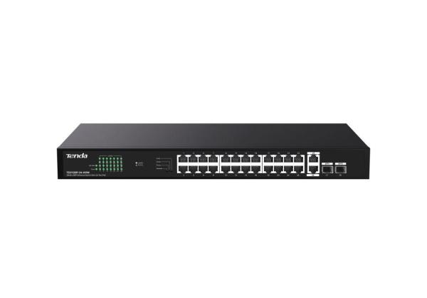 Tenda TEG1128P-24-410W PoE+ Gigabit switch 24x 1Gb/ s PoE+ 802.3af/ at + 2x SFP + 2x RJ45, 370W, Rack 
