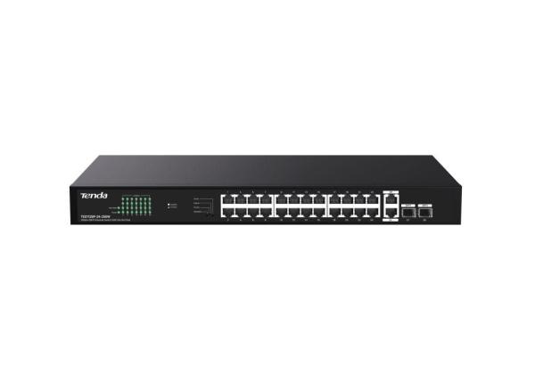 Tenda TEG1128P-24-250W PoE+ Gigabit switch 24x 1Gb/ s PoE+ 802.3af/ at + 2x SFP + 2x RJ45, 230W, Rack 