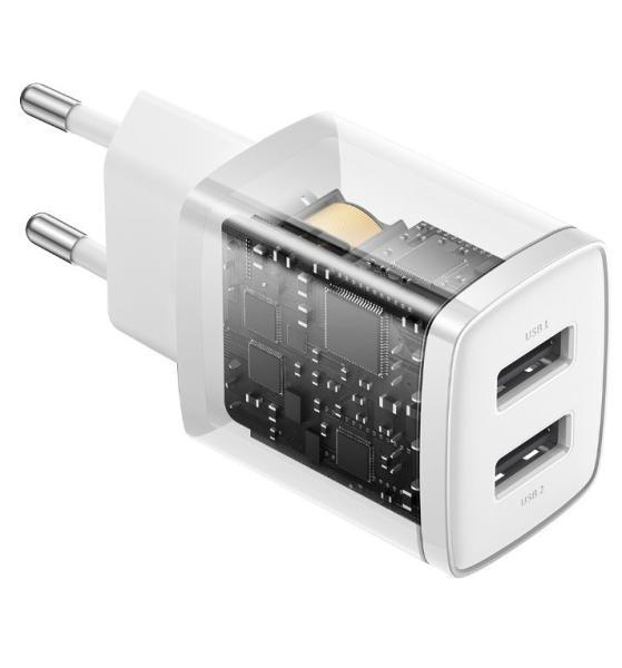 Baseus nabíjačka do siete Compact 2xUSB 10, 5W biela 