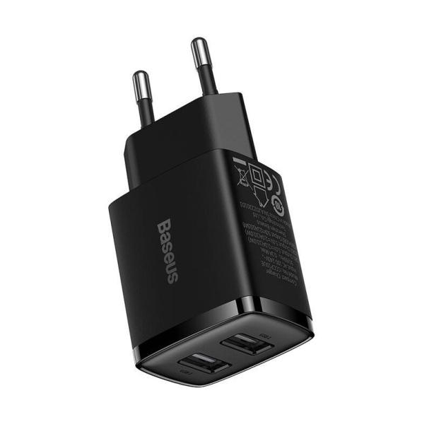 Baseus nabíjačka do siete Compact 2xUSB 10, 5W čierna 