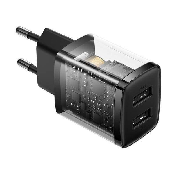 Baseus nabíjačka do siete Compact 2xUSB 10, 5W čierna 