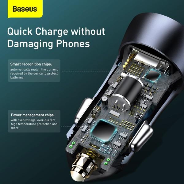 Baseus rýchlonabíjačka do auta Golden Contractor Pro Dual USB+USB-C 40W tmavo šedá 