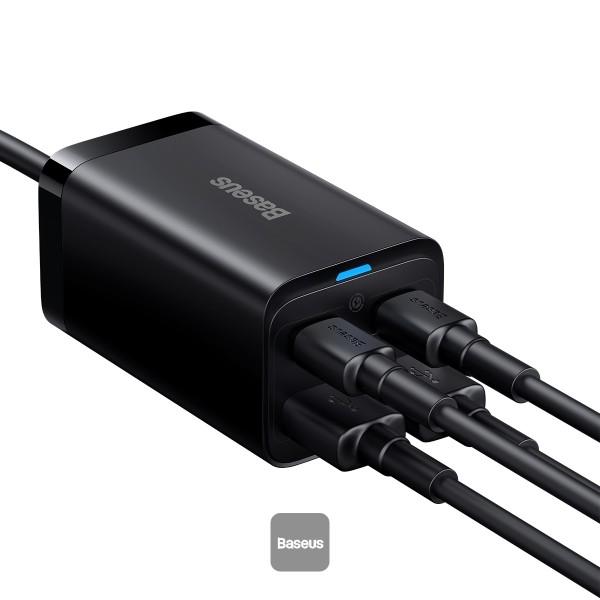 Baseus rýchlonabíjačka do siete GaN3 Pro, 2x USB-C, 2x USB 65W čierna 