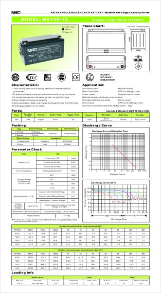 Pb akumulátor MHPower VRLA AGM 12V/ 150Ah (MS150-12 