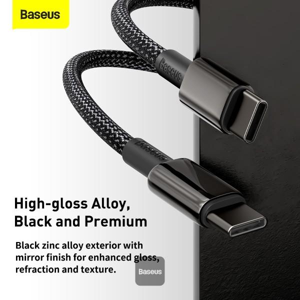 Baseus dátový kábel Tungsten Gold USB-C/ USB-C 2m 100W čierny 