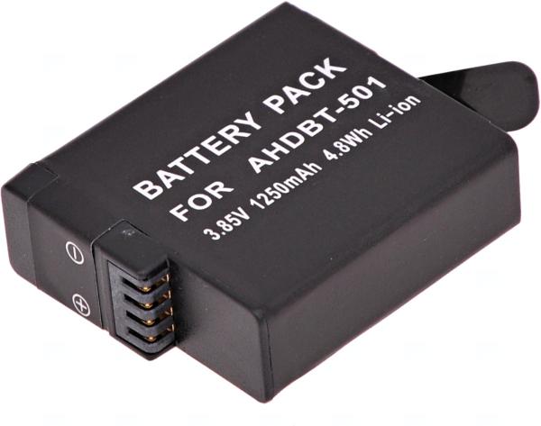 Batéria T6 Power pre GoPro Hero5, Hero6 Black, AHDBT-501, AABAT-001, 601-10197-000, 1250mAh, 4, 8Wh