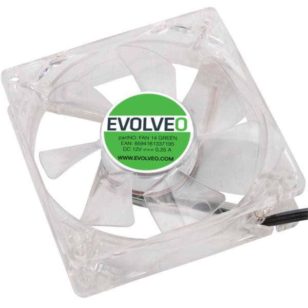 EVOLVEO ventilátor 140mm, LED zelený 