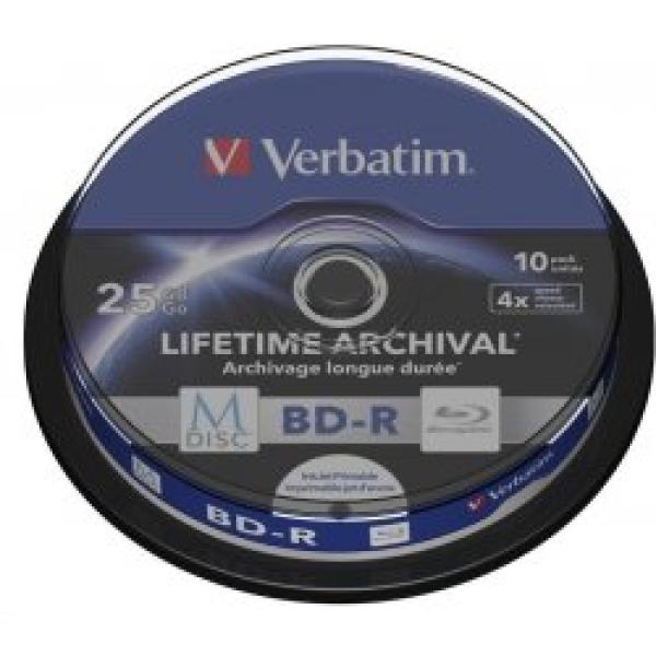 VERBATIM Blu-ray BD-R M-Disc 25 GB 4x Printable, 10-cake