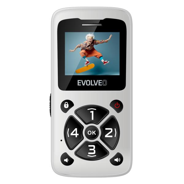 EVOLVEO EasyPhone ID, mobilný telefón pre seniorov, biela 