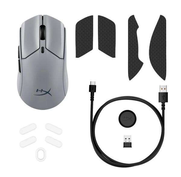 HyperX Pulsefire Haste 2 Pre/ Herná/ Optická/ Pre pravákov/ 26 000 DPI/ USB+BT/ Sivá 