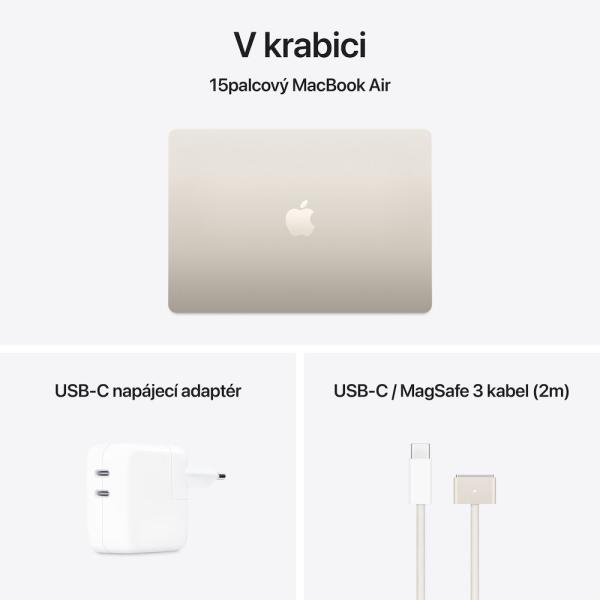 Apple MacBook Air 15"/ M4/ 15, 3"/ 2880x1864/ 24GB/ 512GB SSD/ M4/ Sequoia/ Starlight/ 1R 