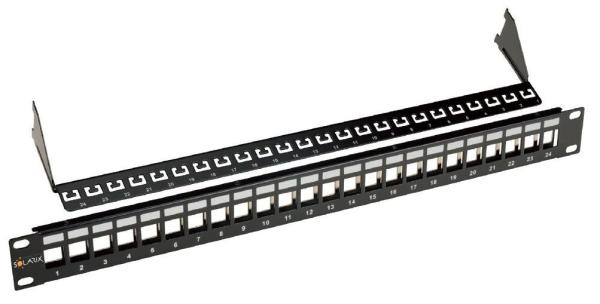 19" modulárny neosadený patch panel Solarix 24 portov čierny 1U SX24M-0-STP-BK-UNI