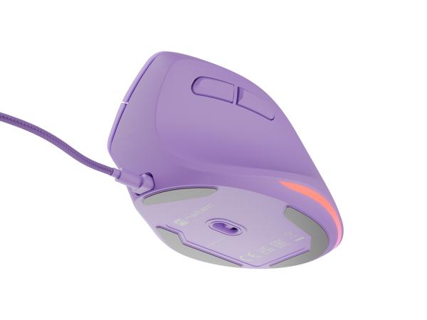 Vertikálna myš Natec CRAKE 2 PRO/ Vertikálna/ Optická/ Pre pravákov/ 12 400 DPI/ Drôtové USB-A/ Fialová 