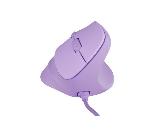 Vertikálna myš Natec CRAKE 2 PRO/ Vertikálna/ Optická/ Pre pravákov/ 12 400 DPI/ Drôtové USB-A/ Fialová 