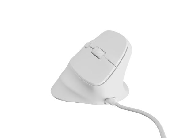 Vertikálna myš Natec CRAKE 2 PRO/ Vertikálna/ Optická/ Pre pravákov/ 12 400 DPI/ Drôtové USB-A/ Biela 