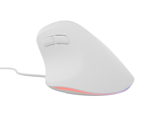 Vertikálna myš Natec CRAKE 2 PRO/ Vertikálna/ Optická/ Pre pravákov/ 12 400 DPI/ Drôtové USB-A/ Biela 