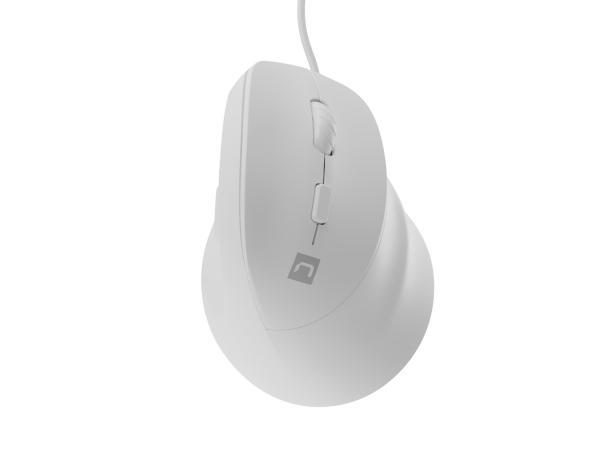 Vertikálna myš Natec CRAKE 2 PRO/ Vertikálna/ Optická/ Pre pravákov/ 12 400 DPI/ Drôtové USB-A/ Biela 