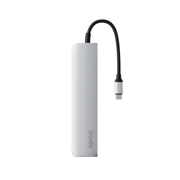 Epico 6v1 hliníkový USB-C 8K hub - strieborná 
