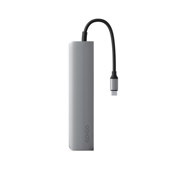Epico 6v1 hliníkový USB-C 8K hub - šedá 