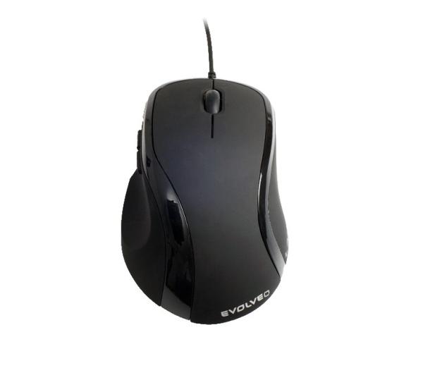 EVOLVEO ML-507B/ Ergonomická/ Laserová/ Pre pravákov/ 1 600 DPI/ Drôtová USB/ Čierna