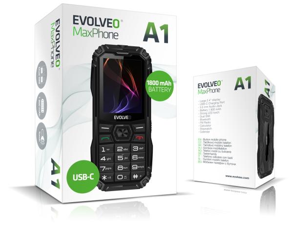 EVOLVEO MaxPhone A1, tlačidlový Dual SIM telefón, čierny 