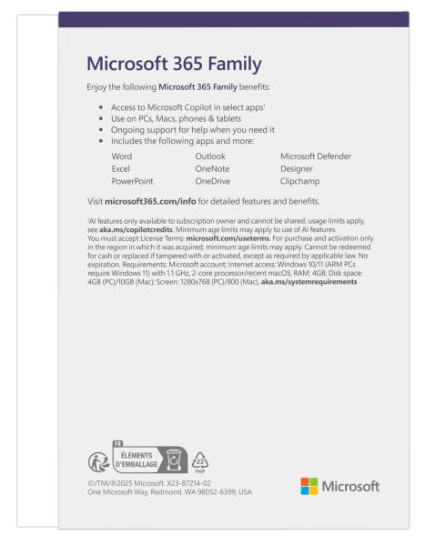 Microsoft 365 Family FY25H2 Mac/ Win, 1 rok, Eng 