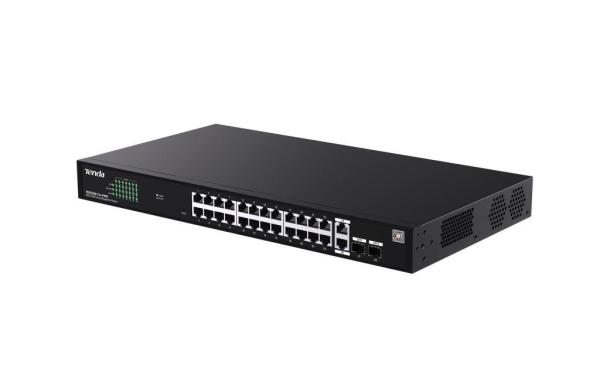 Tenda TEG2228P-24-410W Gigabit PoE+ Websmart L2 Cloud switch 370W, 24x 1Gb/ s PoE+, 2xRJ45, 2xSFP, Rack 