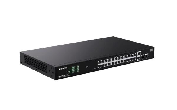 Tenda TEG2228P-24-410W Gigabit PoE+ Websmart L2 Cloud switch 370W, 24x 1Gb/ s PoE+, 2xRJ45, 2xSFP, Rack 