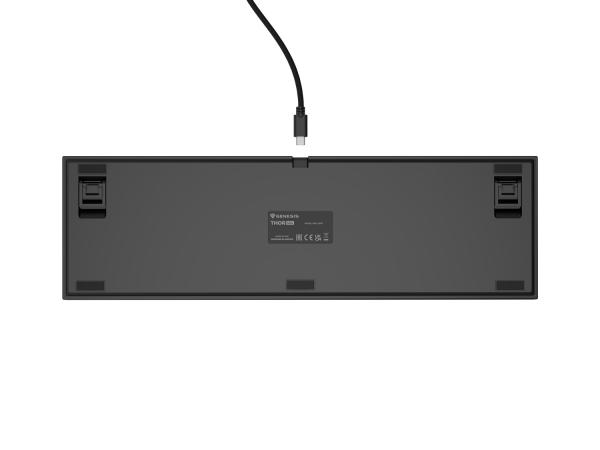 Herná mechanická klávesnica Genesis THOR 404/ RGB/ Outemu Peach Silent/ Drôtové USB-A/ US layout/ Čierna 