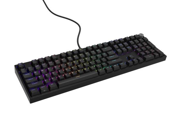 Herná mechanická klávesnica Genesis THOR 404/ RGB/ Gateron Yellow Pro/ Drôtové USB-A/ US layout/ Čierna 