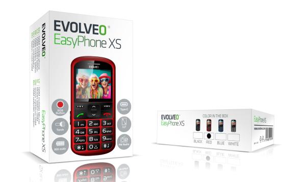 EVOLVEO EasyPhone XS, mobilný telefón pre seniorov, červený 