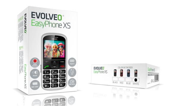EVOLVEO EasyPhone XS, mobilný telefón pre seniorov, biely 