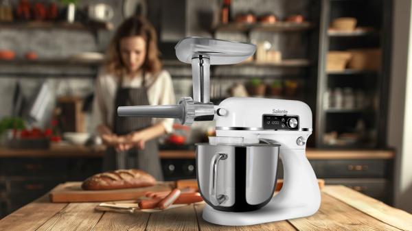 Salente DigiChef+, kuchynský robot, misa 6 litrov, celokovový, mäsomlynček, digitálny displej, biely 
