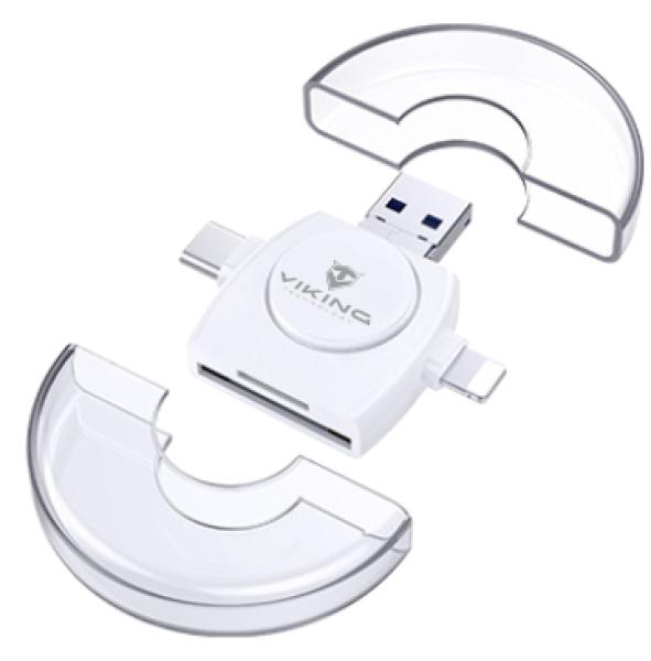 VIKING ČÍTAČKA PAMÄŤOVÝCH KARIET V4 USB3.0 4V1 biela