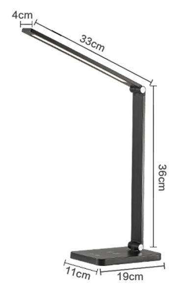 Platinet stolná LED lampa 10W stmievateľná, dotykové ovládanie, bezdrôtové nabíjanie, USB port, strieborný 