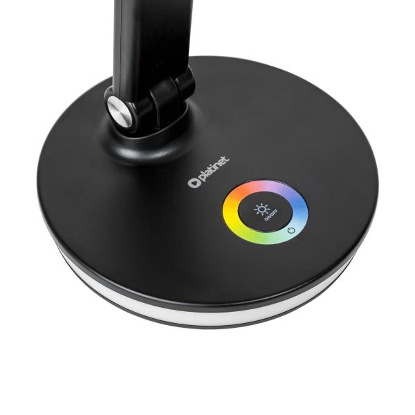 Platinet stolná LED lampa 12W stmievateľná, dotykové ovládanie, USB port, čierna 