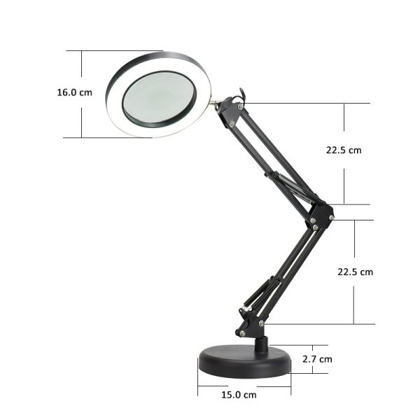 Platinet stolná LED lampa Magnify 10W stmievateľná s lupou, čierna 