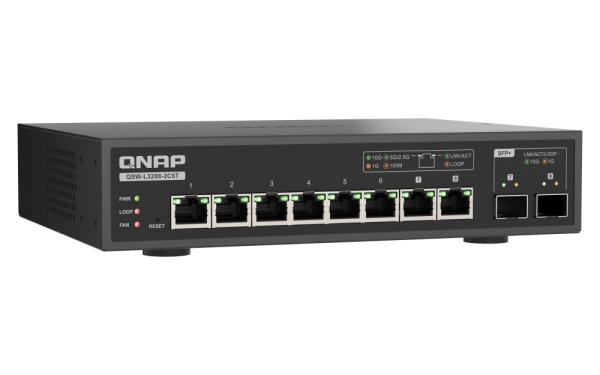 QNAP switch QSW-L3208-2C6T (6x 10GbE port, 2x 10G SFP+/ NBASE-T Combo, Lite Managed) 