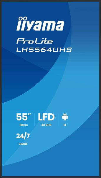 55" iiyama LH5564UHS-B1AG: VA, 4K UHD, Android, 24/ 7 