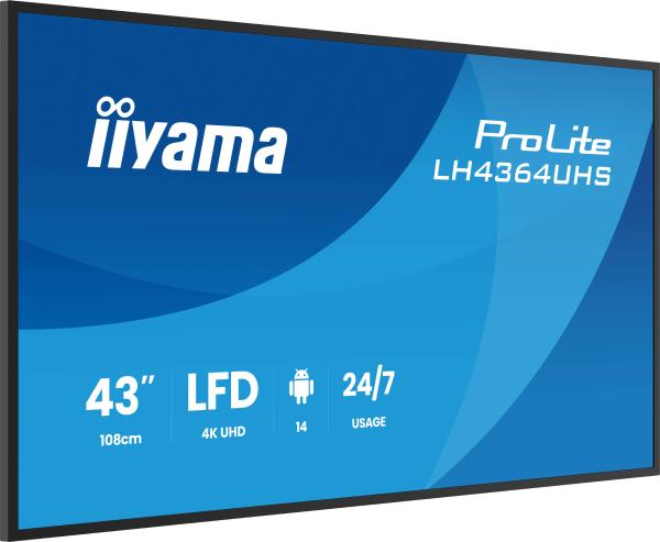 43" iiyama LH4364UHS-B1AG:VA, 4K UHD, Android, 24/ 7 
