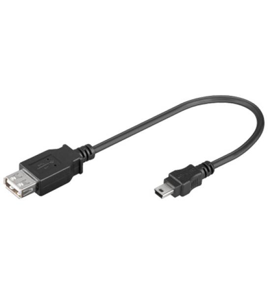 PremiumCord USB redukcia kábel USB A/ female - Mini 5pin USB/ male 20cm OTG