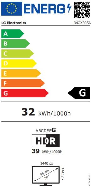 LG UltraGear/ 34GX90SA-W/ 34"/ OLED/ wQHD/ 240Hz/ 1ms/ Blck-White/ 2R 