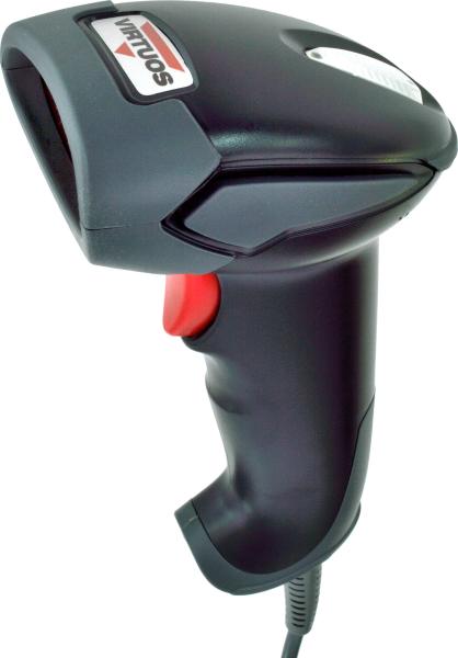 Laserová čítačka Virtuos HT-900A, USB (klávesnica/ RS-232 emulácia), stojan, čierna 
