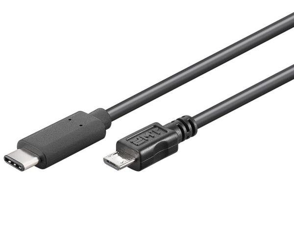 PremiumCord USB-C/ male - USB 2.0 Micro-B/ Male, černý, 0, 6m