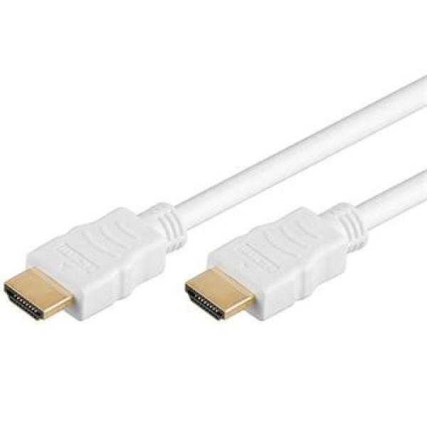 PremiumCord HDMI High Speed + Ethernet kabel, bílý, zlacené konektory, 3m